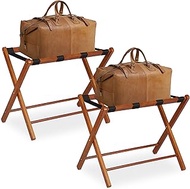 Relaxdays Luggage Stand, 80% wood, 20% plastic, Natural, 54 x 66 x 48 cm