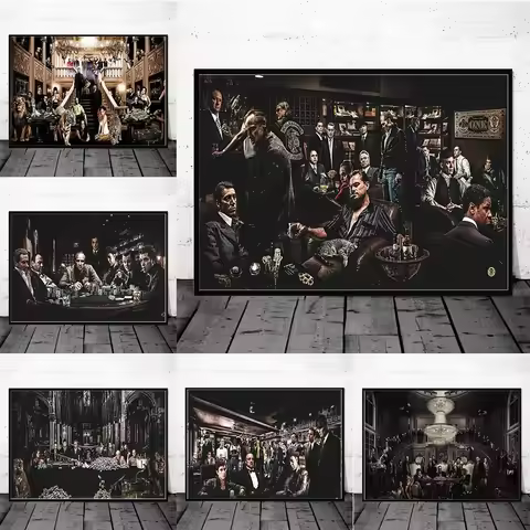 Classic Movie Legends Gangsters Poster and Print Canvas Wall Painting Art Godfather Character Pictur