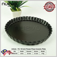 NUEVO 10 Inch Black Ceramic Chrysanthemum Plate 黑色陶瓷菊花盘 Pinggan Seramik Bunga Kekwa Hitam