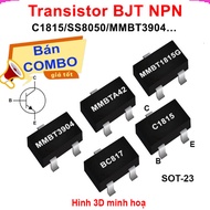(100 pieces) Transistor BJT NPN C1815 / SS8050 / MMBT3904 / ... pin SOT-23
