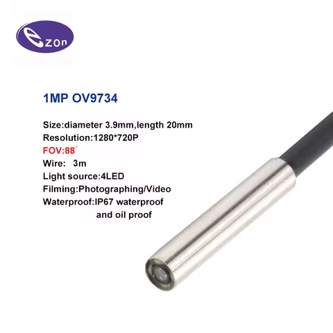 1MP diameter 3.9MM endoscope camera 3-in-1 3m soft wire FOV88゜USB OTG Android EZ-EN35S-S