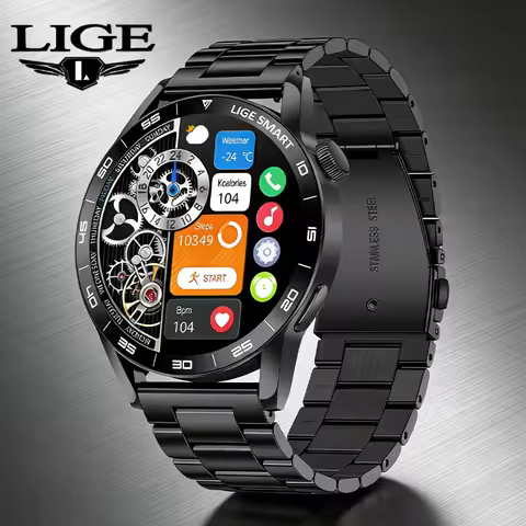 LIGE New Steel Smart Watch Men Women IP68 Waterproof Bluetooth Call Men's Watch Sports Health Monito