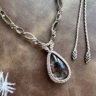 N1040 民族風 蠟線編織 花幽靈水晶 銅珠 項鍊 (可調長度)