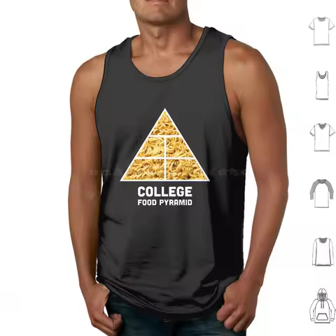 Ramen , The College Food Pyramid Tank Tops Print Cotton Ramen Ramen Noodles Instant Ramen Cup Ramen 