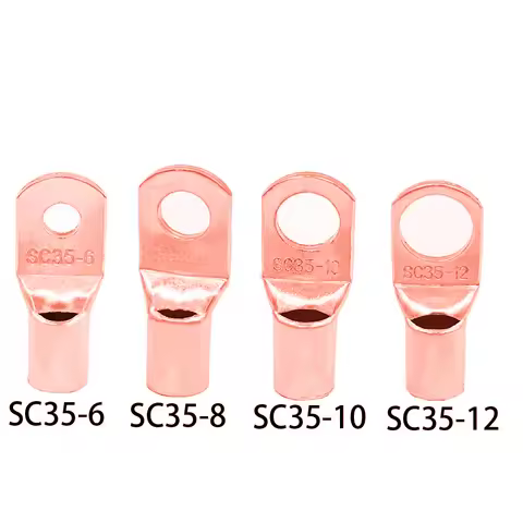 10PCS/5PCS SC35-6 35-8 35-10 35-12 Copper Cable Lug Kit Bolt Hole Tinned Cable lugs Battery Terminal