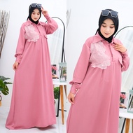 Gamis Polos Tamara Maksi bahan Santorini Silk