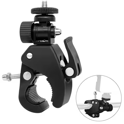 360 Degree Rotating 1/4 Camera DV Bike Bicycle Handlebar Clamp Bracket Tripod Mount Screw Clip For G