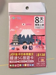 JOYTEL Japan 5G SIM Card 8日 8gb 日本 上網卡 數據卡