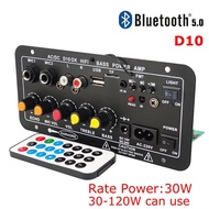 （ราคาขายส่ง + กรุงเทพฯ）D10 พร้อมจอแสดงผล แอมป์บลูทูธ แอมป์จิ๋ว เครื่องขยายเสียง 900w 2ch บลูทูธ usb 