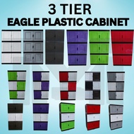 EAGLE BRAND Storage Cabinet 3 Tier MIX COLOUR / Plastic Cabinet / kitchenAlmari Baju/ 3 TiersJ100N D