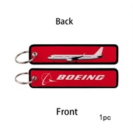 Premium Boeing Red Keychain Tag - Aviation