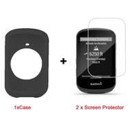 for Garmin Edge 530 Case, Lamshaw Silicone Case with Tempered Glass Screen Protector (2 Pack) for Garmin Edge 530