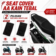 Seat Cover AA Kain Tebal for Y15 V1/V2, LC V8, Y16, RS150, RSX - Choose White or Red Line Stitch