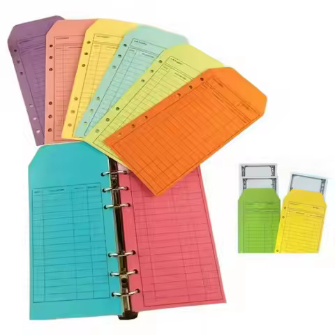 Cash Envelope System 12 Colors Envelope Binder Set A6 6-ring Cash Organizer Money Planner Envelopes 