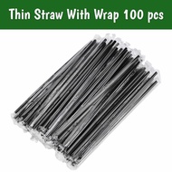 【DPL】100()21/23/  【DPL】100pcs Straw Boba Tebal Dibungkus Individu (Straw Teh Susu) 21cm / 23cm / Str