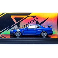 [Ready Stock 1] 404 Error Nissan GTR R34 Wangan Blue Resin 1/64 Product Phase Very Good Perfect Rest