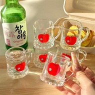 E0430-Korean Style ins Style Shochu Glass with Handle Sip Glass Cute Apple Glass 50ml High-value Hou
