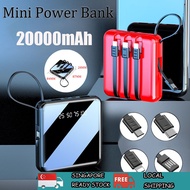 [SG]20000mAh Power Bank Built-in 4 Cable Portable Powerbank Fast Charge Power Bank mini power bank Slim Power Bank