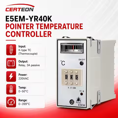 E5EM YR40K Pointer Temperature Controller 220V K Thermocouple 0 399C Furnace Boiler On Off Thermosta