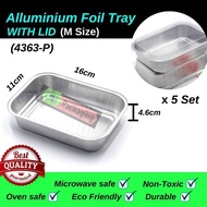 ALUMINIUM FOIL TRAY WITH LID @ M SIZE [RECTANGLE] - 5PCS  (Code:4363-P)