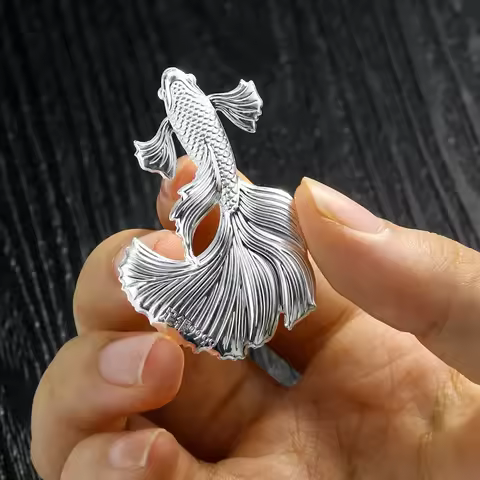 1PC 9999 Silver Peacock Fish Tea and Water Artifact Home Office Desktop Lucky Decoration Ornaments