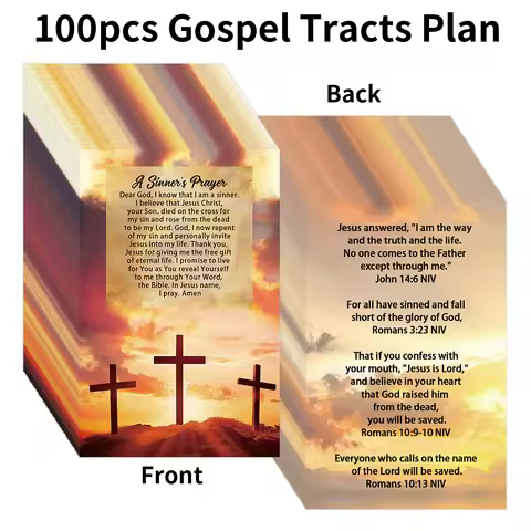 100pcs Cross Design Gospel Tracts Plan Cards For Prayer Salvation Pocket Cards, Church, Everyday Use