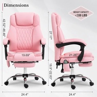 Stylish Ergonomic Office Chair With Massager, Heated Office Chair Reclining Massage Desk Chair, Home