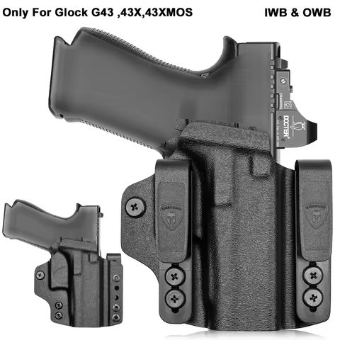 Only Fit Glock G43 ,G43X,G43X MOS, IWB&OWB Convertible Holster KYDEX Optics Cut, Lock Click Sound,4.