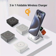 3 in 1 Magnetic Wireless Charger Foldable Charger Suitable for iPhone Headset and Watch