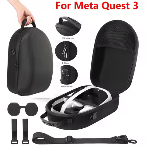 For Meta Quest 3 VR Glasses Storage Bag EVA Hard Shell Travel Carrying Case With Shoulder Strap for 