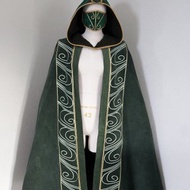 綠色絲絨奇幻披風 - 適用於《刺客教條：維京紀元》角色扮演 - LARP 服裝