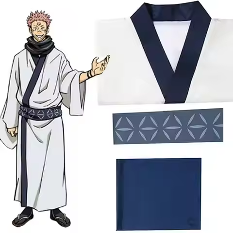 2026 Anime Jujutsu Kaisen Ryomen Sukuna Cosplay Costume Kostuum Pruik Japan White Kimono Wig Outfits