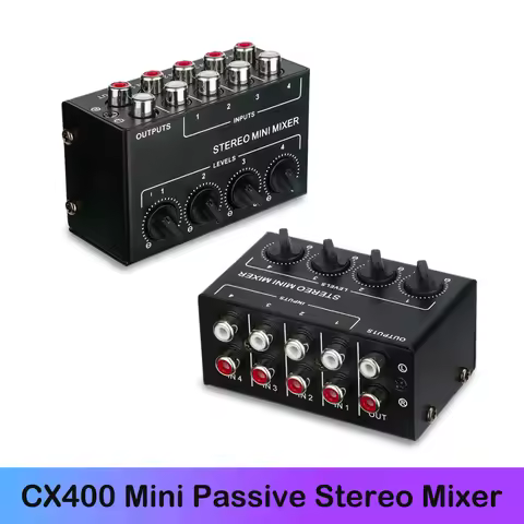 CX400 Mini Passive Stereo Mixer Stereo Dispenser for Live Studio DJ Equipment RCA 4-Channel Small Au