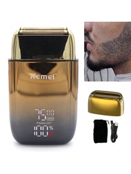 Kemei Km-tx10專業可充電攜帶式男士髮剪,雙金屬網片,usb快速充電,led顯示屏剃須機,無線髮剪,適用於家居和專業理髮店