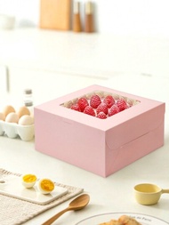 2入組/5入組大號粉色蛋糕盒，透明展示窗口設計，大號烘焙紙盒，適用於結婚、生日、派對、情人節禮品包裝之用的蛋糕盒、麵包盒、糕點盒
