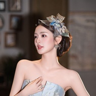 新娘头饰复古手工立体网纱蝴蝶结锦鲤甜美订婚精致高级配饰G0444Bridal headdress vintage handmade three-dimensional mesh bow肤美人旗舰店MY