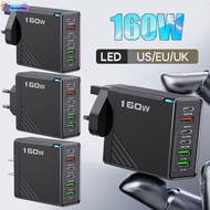 160W USB PD Multi-interface Super Fast Charging Adapter Travel Portable 6 Ports Cellphone Charger EU