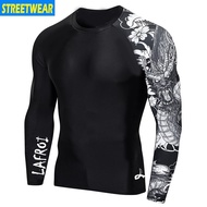 LAFROI Men's Long Sleeved Rush Guard Fit Compression Rash Guard Sportswear Gym T-shirt Fitness UV SU