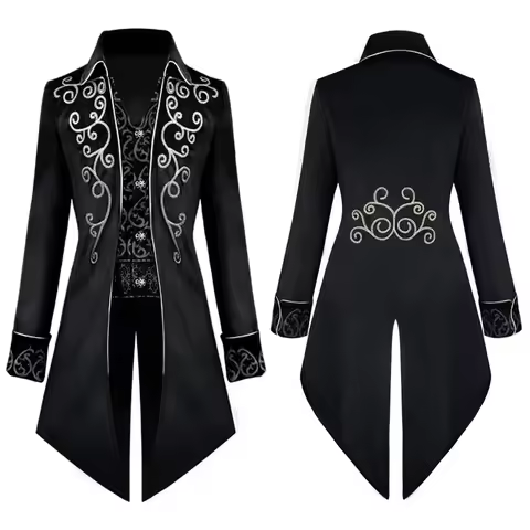 ▨♨◐Medieval Tuxedo Steampunk Vintage Victorian Long Sleeve Windbreaker Medieval Vintage Suit Prince 