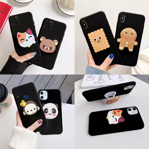 Cartoon Bear Cute Cat Stand Holder Case for Doogee N55 Plus N50 N60 Pro Note 56X 58 59 Pro X96 X98 P