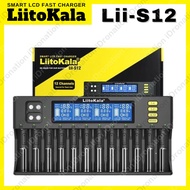 LiitoKala Lii-S12 9V Battery Charger LCD Display 12 Charging Slot 1.2V 3.8V 3.2V 3.7V NiMH/Cd 18650 
