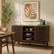 *NEW* LOFT LIVING PRADO 140cm Slatted Wood Sideboard-Walnut