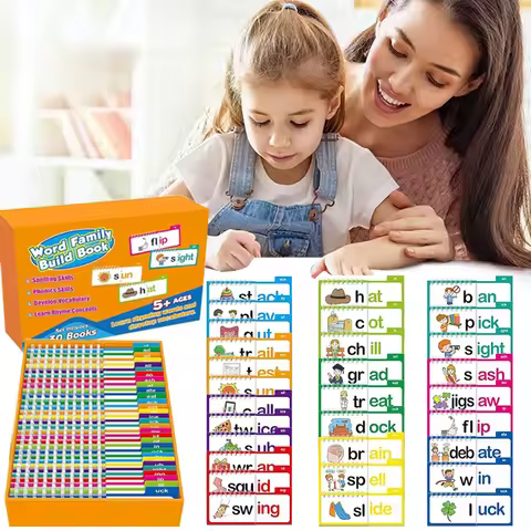 Word Family Build Book Kindergarten Sight Word Flash Cards Learn To Read Phonics Flash Cards Read an