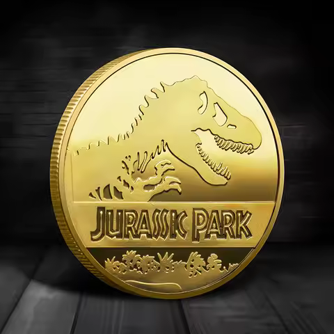 4PCS Souvenir Coin REPLICA Commemorative Coins Medallion Badges Coins Jurassic Park Dinosaurs Coins