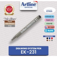 ARTLINE DRAWING SYSTEM PEN O.1 & 0.5 EK-231N &EK- 235 (black)
