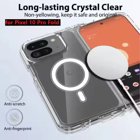 for Magsafe Case for Google Pixel 10 Pro Fold Transparent Acrylic Shockproof Wireless Charging Hard 