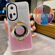 Casing For Oppo Reno 11 pro Reno11 pro Reno11pro Reno 11 F Reno11 F Reno11F Ring Holder Bracket Phone Case Foil Bling Glitter Clear Transparent Acrylic Shockproof Back Cover