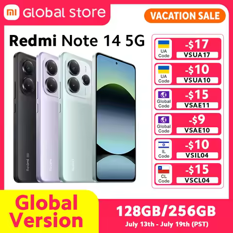 Global Version Xiaomi Redmi Note 14 5G Smartphone NFC 6GB / 8GB RAM MTK Dimensity 7025-Ultra 45W Tur
