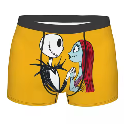 Custom Nightmare Before Christmas Jack Skellington Sally Underwear Men Stretch Boxer Briefs