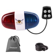 Oumers Bicycle Police Sound Light, Bike LED Light Electric Horn Siren Horn Bell, 6 LED Light 4 Sound